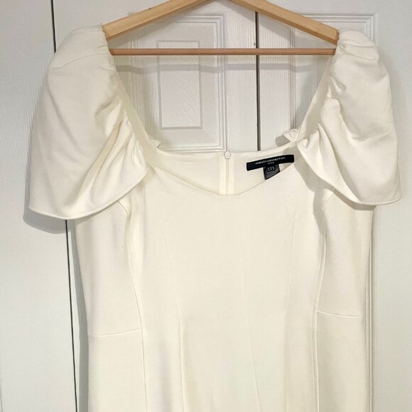 French Connection White Whisper Gathered Sleeve Dress - Size 12 - Picture 6 of 8